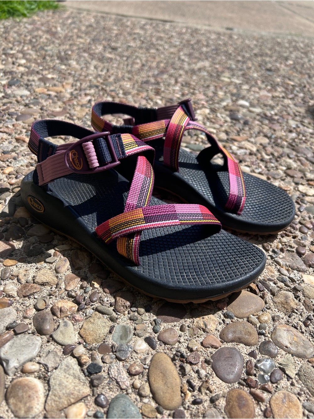 Chaco Size 7 Sandal Z/1 | Navy Pink Purple Orange Yellow | Errorweave Classic - Picture 2 of 9